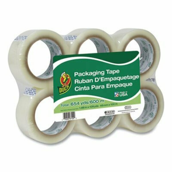 Shurtech Brands Duck, COMMERCIAL GRADE PACKAGING TAPE, 3in CORE, 1.88in X 109 YDS, CLEAR, 6PK 240054